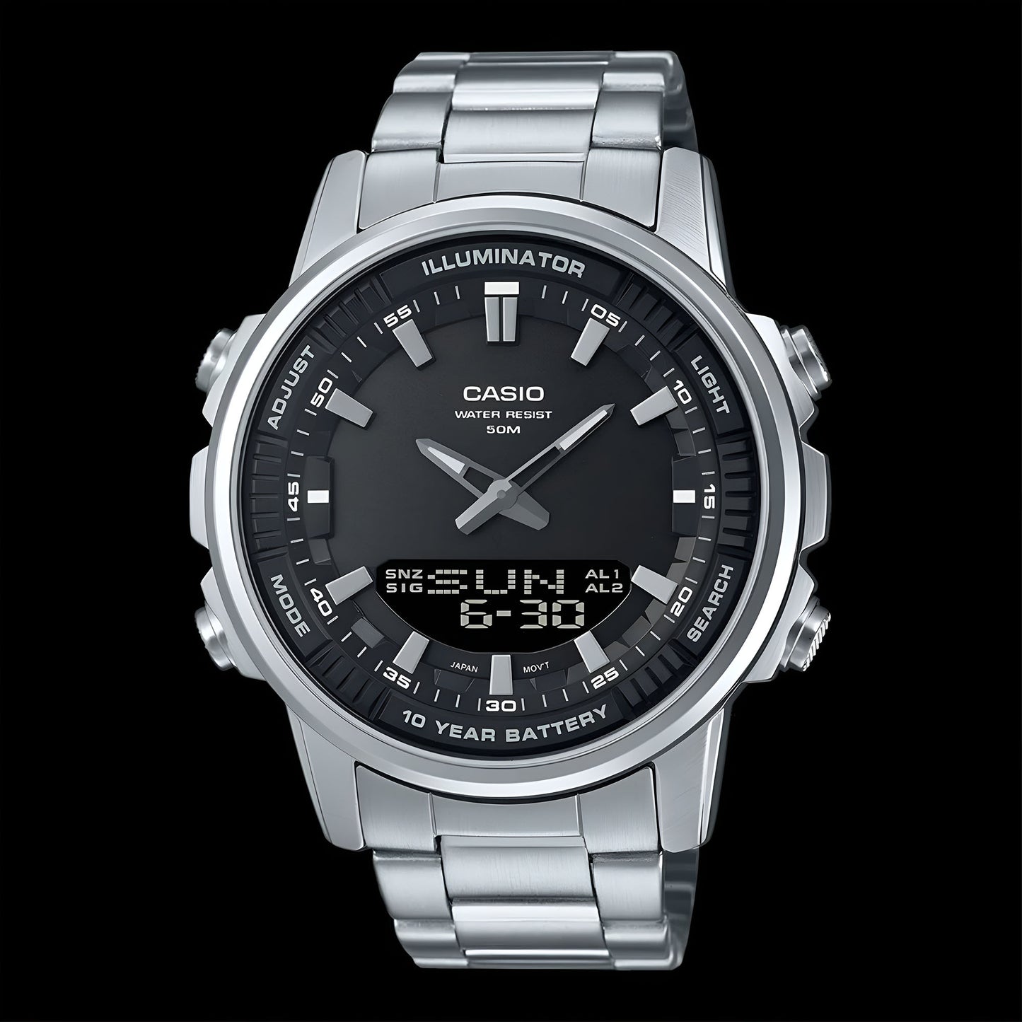 Men's Turquoise Dial Watch – Analog & Digital with Backlight