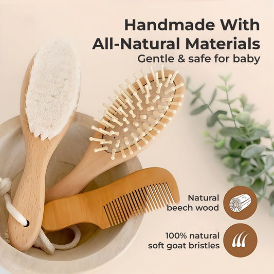 Rovco Baby Comb & Brush Set – 3-Piece Newborn Grooming Kit