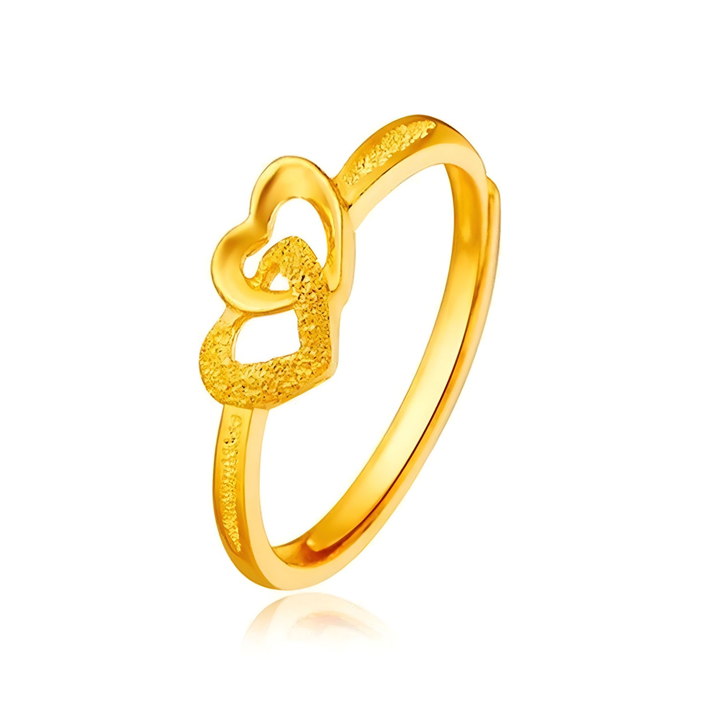 Gold Plated Double Heart Ring for Women