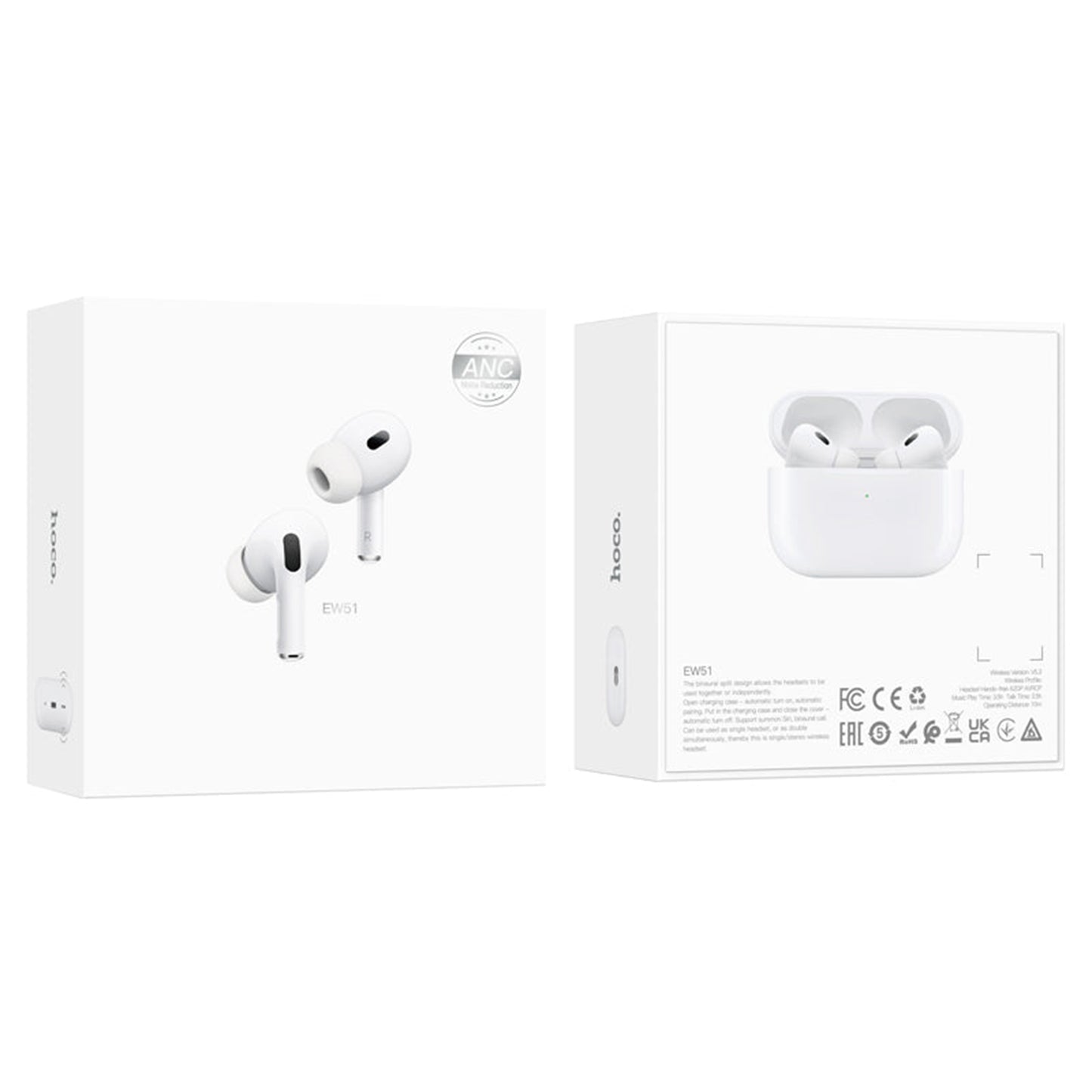 EW51 True Wireless ANC Noise Reduction Bluetooth Headset White Color