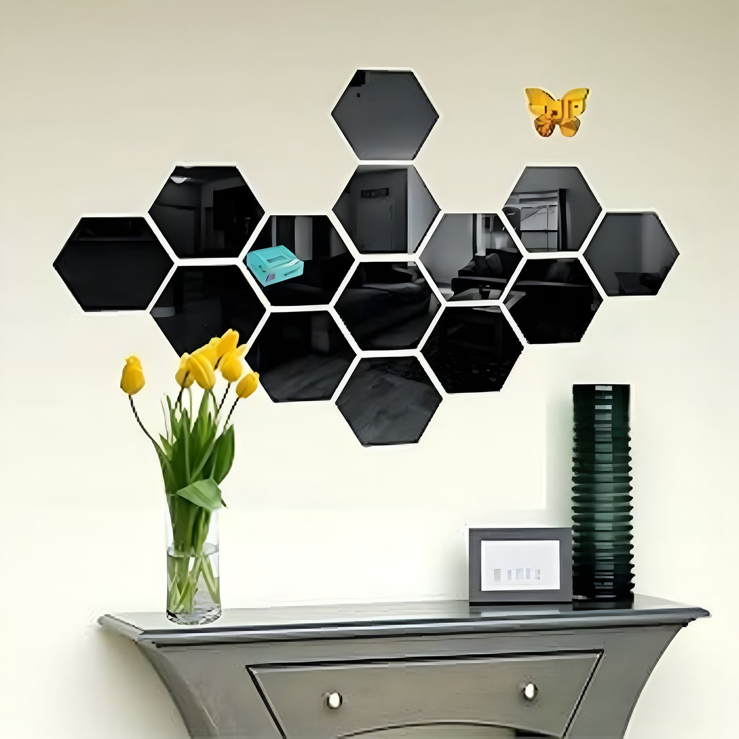 Hexagon Style Acrylic Mirror - Modern Home Decoration [13 pieces]