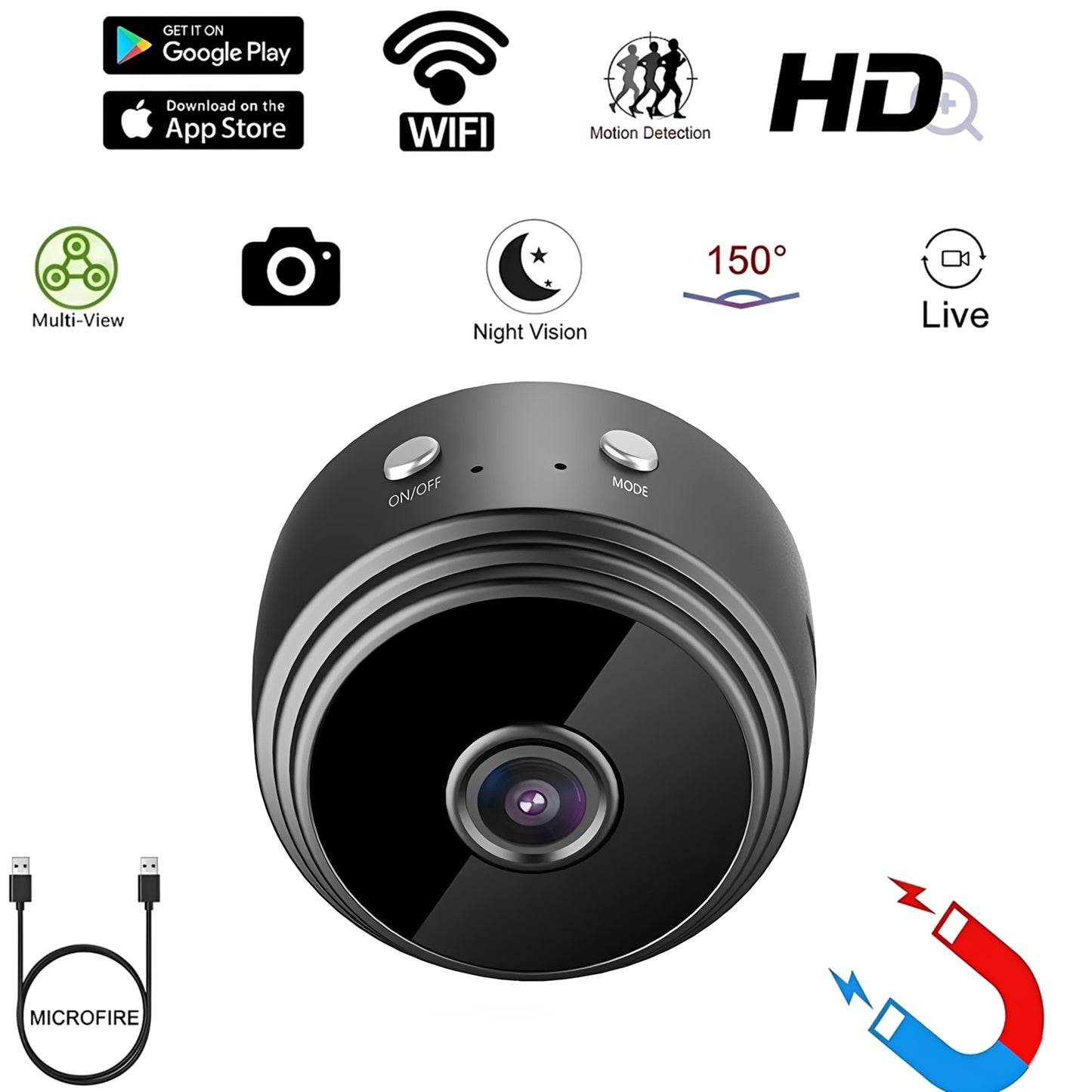 A9 Mini Wireless Security Camera – 1080P HD | Night Vision | Wi-Fi | Motion Detection