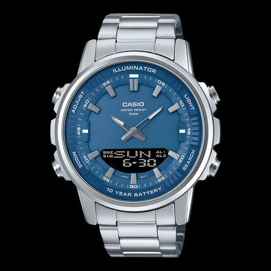 Men's Turquoise Dial Watch – Analog & Digital with Backlight