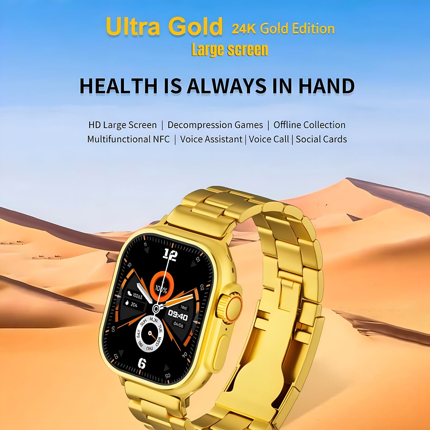 Gold Ultra Smart Watch – Metal Strap Edition