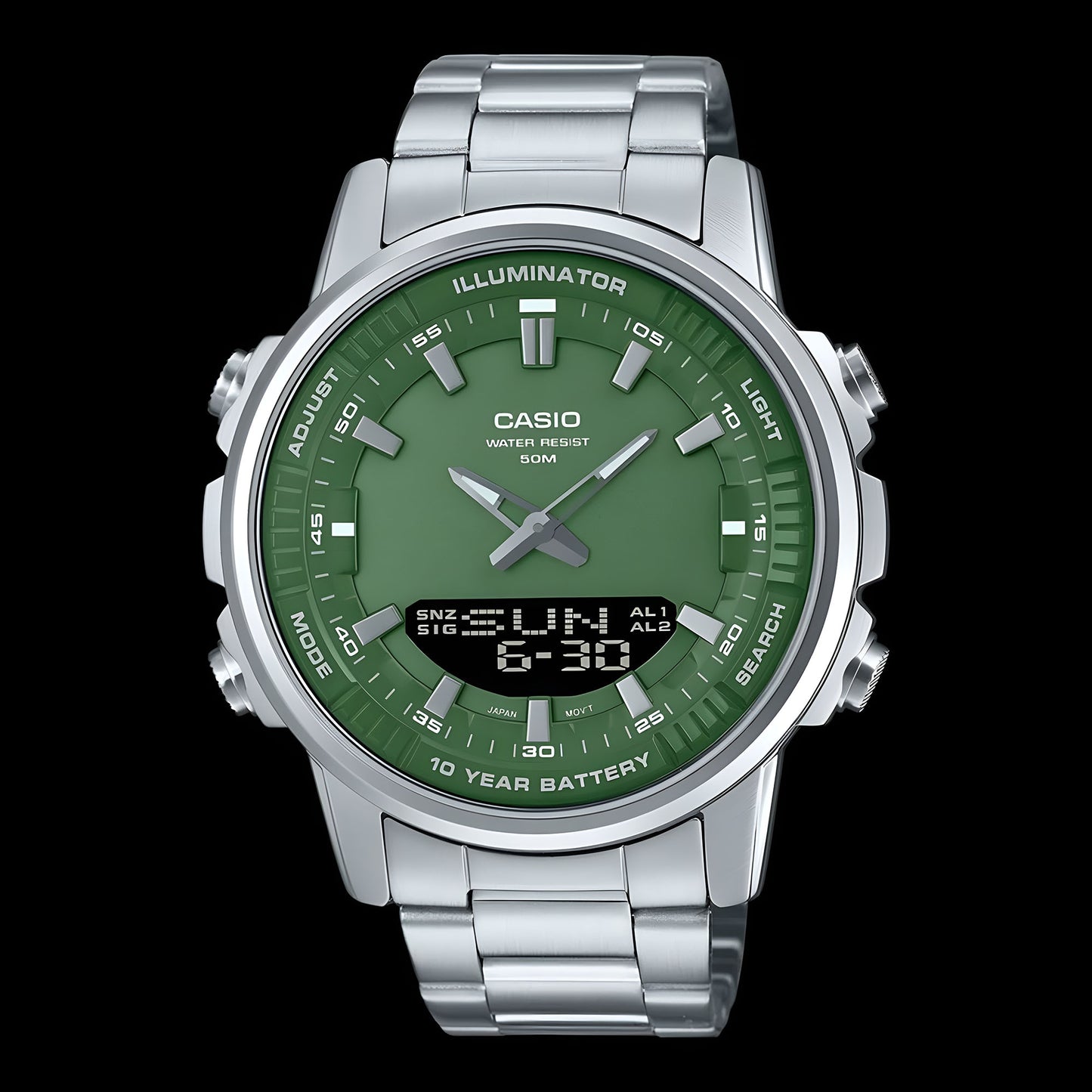 Men's Turquoise Dial Watch – Analog & Digital with Backlight