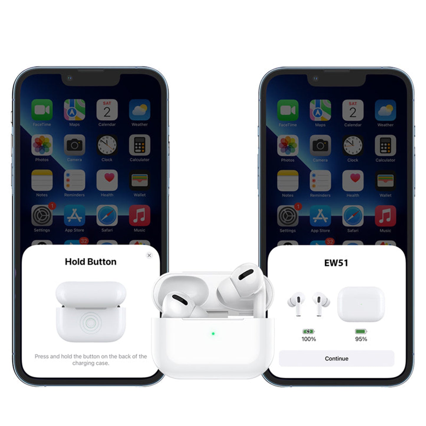 EW51 True Wireless ANC Noise Reduction Bluetooth Headset White Color