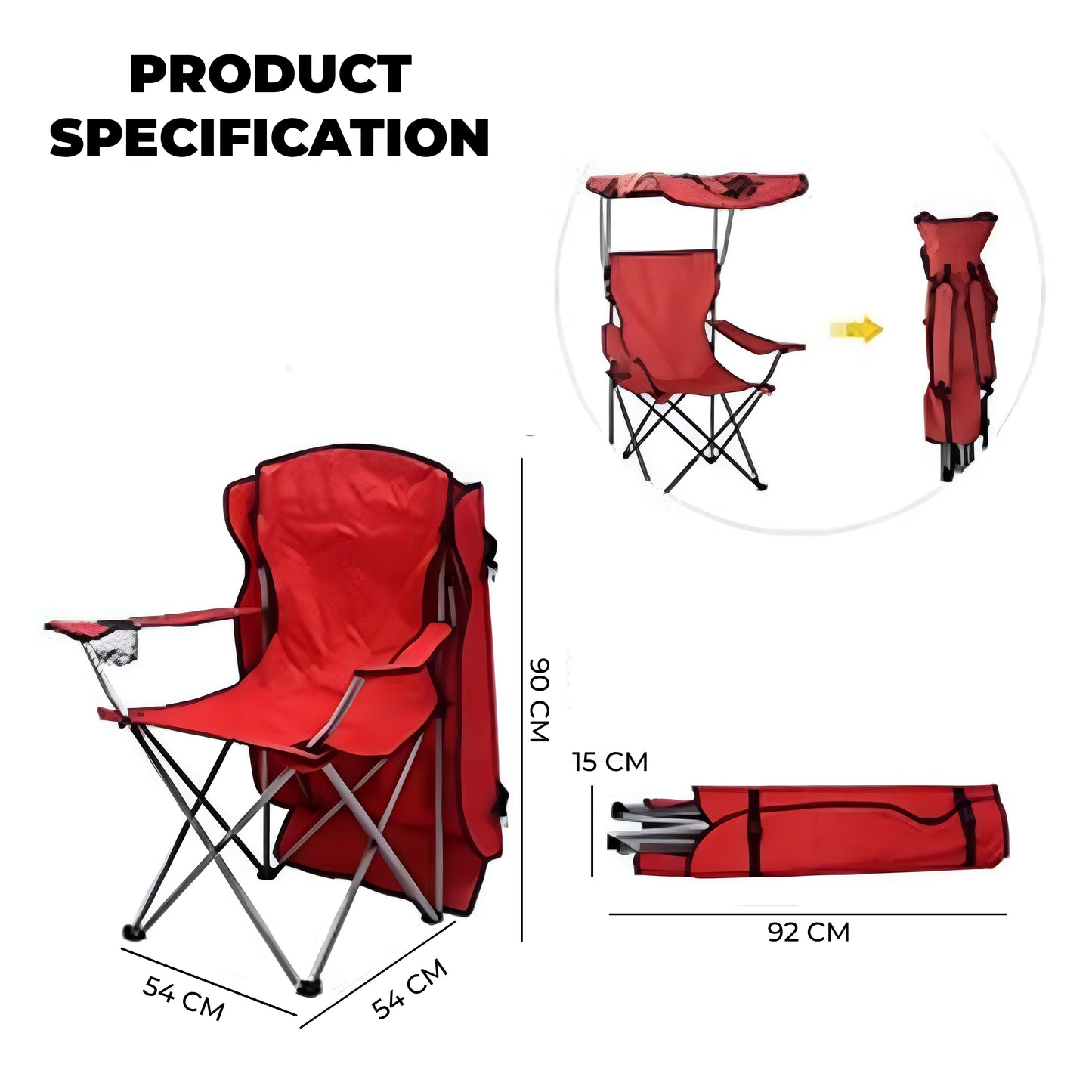 Foldable Outdoor Chair with Sun Canopy