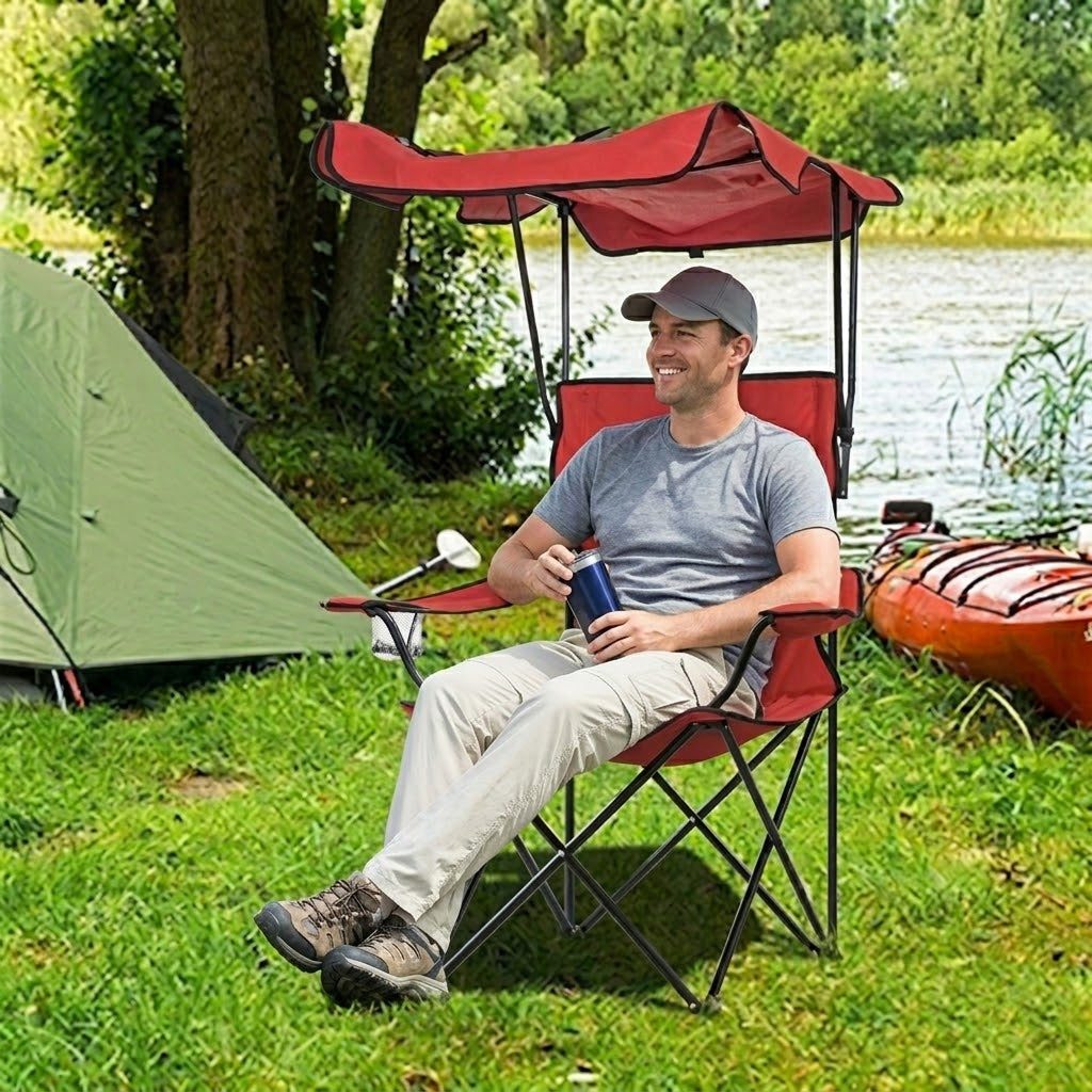 Foldable Outdoor Chair with Sun Canopy Ⓢ